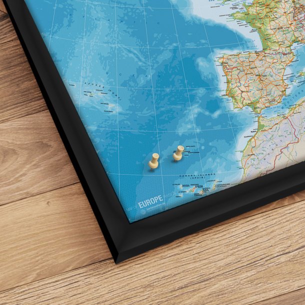 Europakort Opslagstavle - Classic Engelsk - Sort ramme