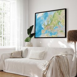 Europakort Opslagstavle - Classic Engelsk - Sort ramme