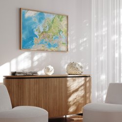 Europakort Opslagstavle - Classic Engelsk - Egetrsramme