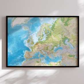 Europakort Indrammet - Classic Engelsk - Sort ramme