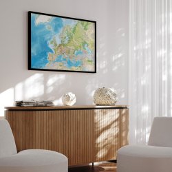 Europakort Indrammet - Classic Engelsk - Sort ramme