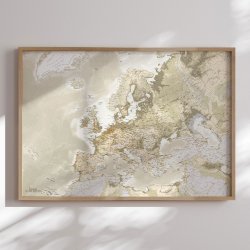 Europakort Indrammet - Vintage - Egetrsramme