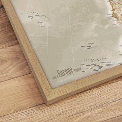 Europakort Indrammet - Vintage - Egetrsramme