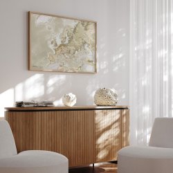 Europakort Indrammet - Vintage - Egetrsramme