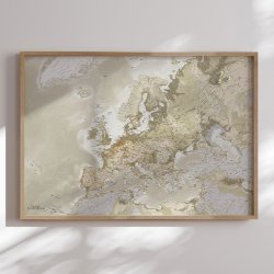 Europakort Opslagstavle -  Vintage - Egetrsramme