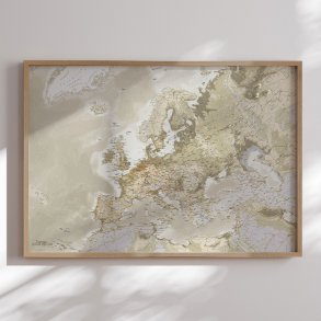 Europakort Opslagstavle -  Vintage - Egetrsramme