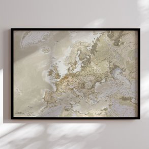 Europakort Opslagstavle -  Vintage - Sort ramme