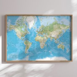 Verdenskort Indrammet - Classic - Egetrsramme