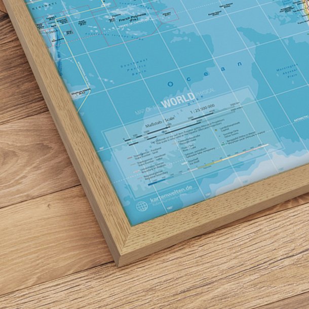 Verdenskort Indrammet - Classic - Egetrsramme