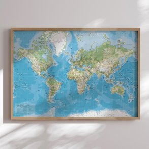 Verdenskort Opslagstavle -  Classic - Egetrsramme