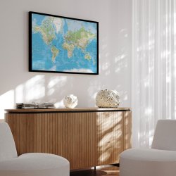 Verdenskort Opslagstavle -  Classic - Sort ramme