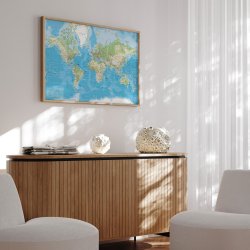 Verdenskort Opslagstavle -  Classic - Egetrsramme