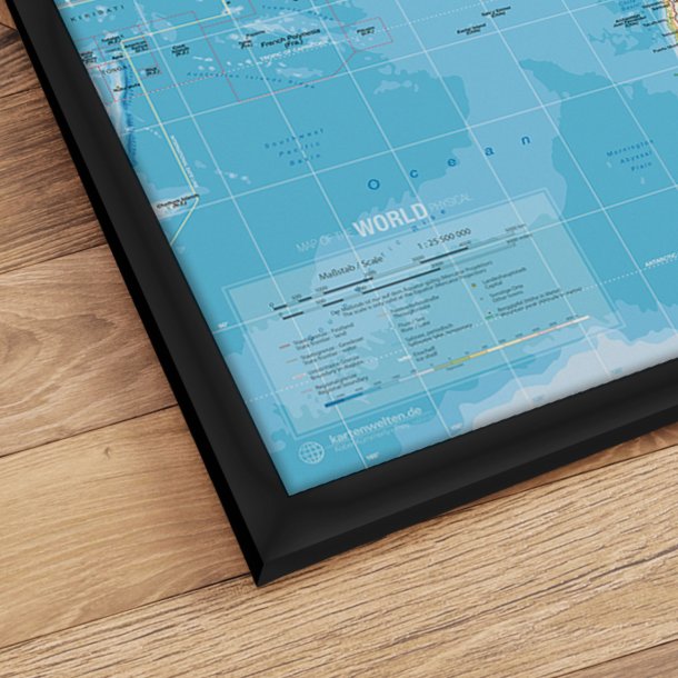 Verdenskort Indrammet - Classic - Sort ramme