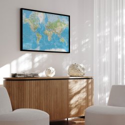 Verdenskort Indrammet - Classic - Sort ramme