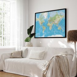 Verdenskort Indrammet - Classic - Sort ramme