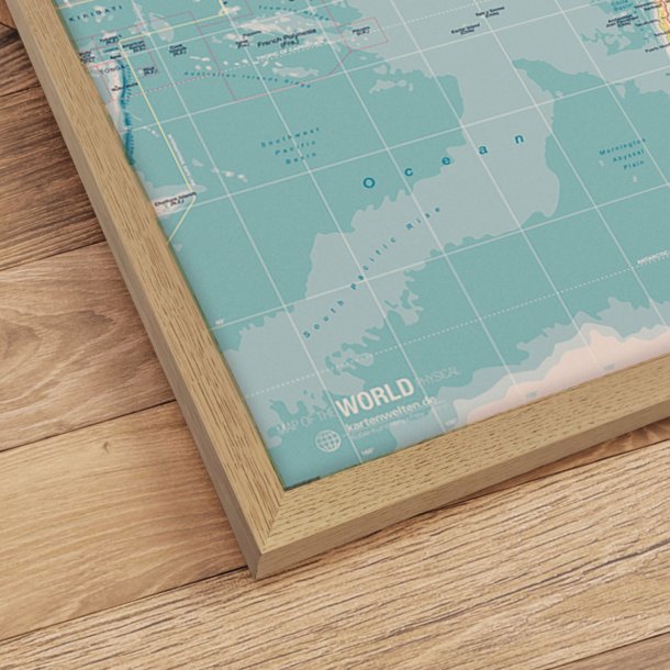 Verdenskort Indrammet - Retro - Egetrsramme