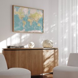 Verdenskort Indrammet - Retro - Egetrsramme