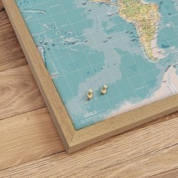 Opslagstavle Verdenskort -  Retro - Egetrsramme