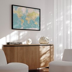 Opslagstavle Verdenskort -  Retro - Sort ramme