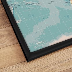 Verdenskort Indrammet - Retro - Sort ramme