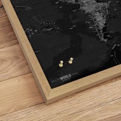 Opslagstavle Verdenskort - Dark - Egetrsramme