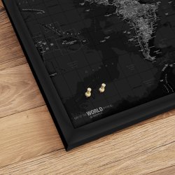 Opslagstavle Verdenskort - Dark - Sort ramme