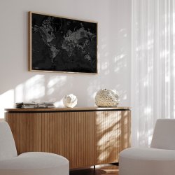 Opslagstavle Verdenskort - Dark - Egetrsramme