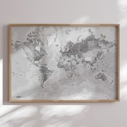 Opslagstavle Verdenskort -  Light - Egetrsramme