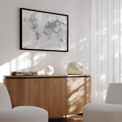 Opslagstavle Verdenskort -  Light - Sort ramme