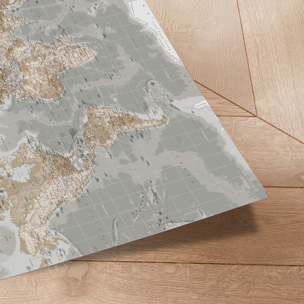 Verdenskort Plakat Vintage Grey