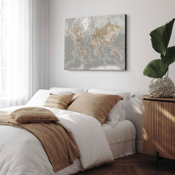 Verdenskort Lrredsprint - Vintage Grey