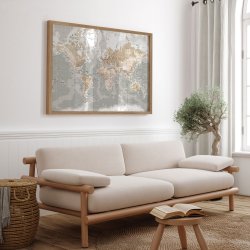 Verdenskort Plakat Vintage Grey