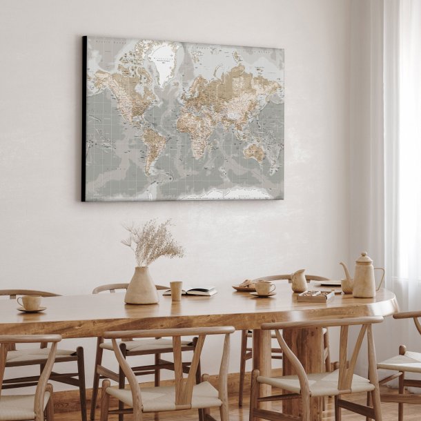 Verdenskort Lrredsprint - Vintage Grey