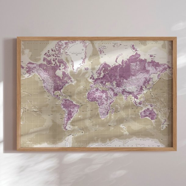 Verdenskort Plakat - Purple