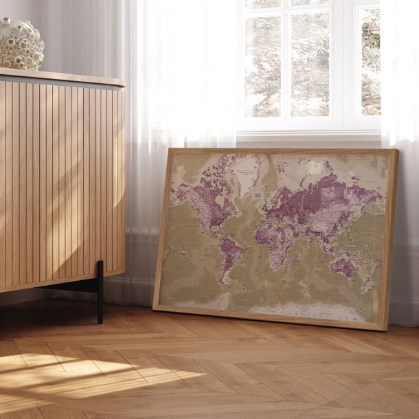 Verdenskort Plakat - Purple