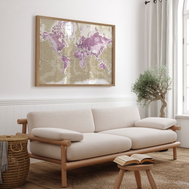 Verdenskort Plakat - Purple