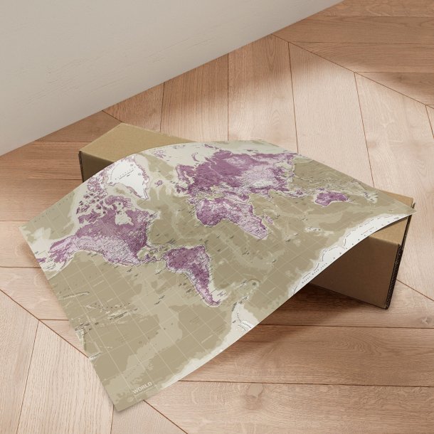 Verdenskort Plakat - Purple