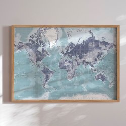 Verdenskort Plakat - Ice Blue