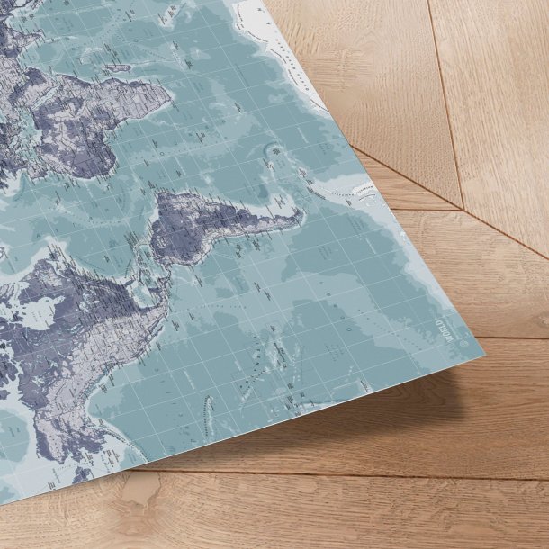 Verdenskort Plakat - Ice Blue