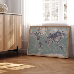 Verdenskort Plakat - Ice Blue