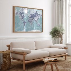 Verdenskort Plakat - Ice Blue