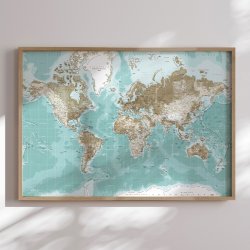 Indrammet Verdenskort - Winter - egetrsramme