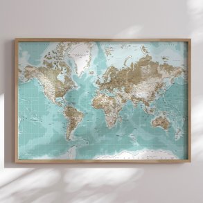 Indrammet Verdenskort - Winter - egetrsramme