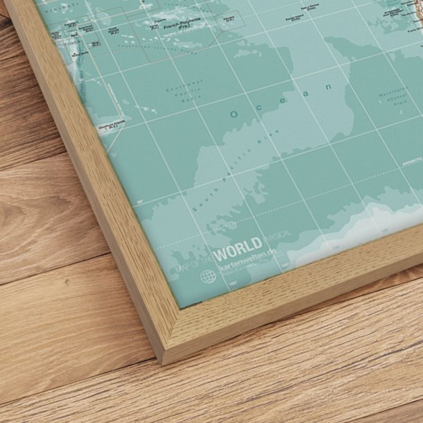 Indrammet Verdenskort - Winter - egetrsramme