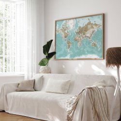 Indrammet Verdenskort - Winter - egetrsramme