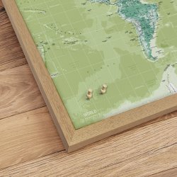 Opslagstavle Verdenskort -  Green - Egetrsramme