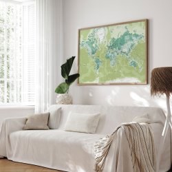 Opslagstavle Verdenskort -  Green - Egetrsramme