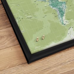 Opslagstavle Verdenskort -  Green - Sort ramme