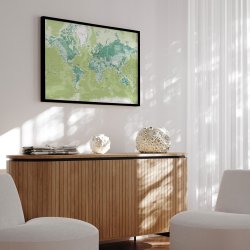 Opslagstavle Verdenskort -  Green - Sort ramme