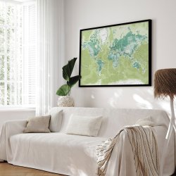 Opslagstavle Verdenskort -  Green - Sort ramme